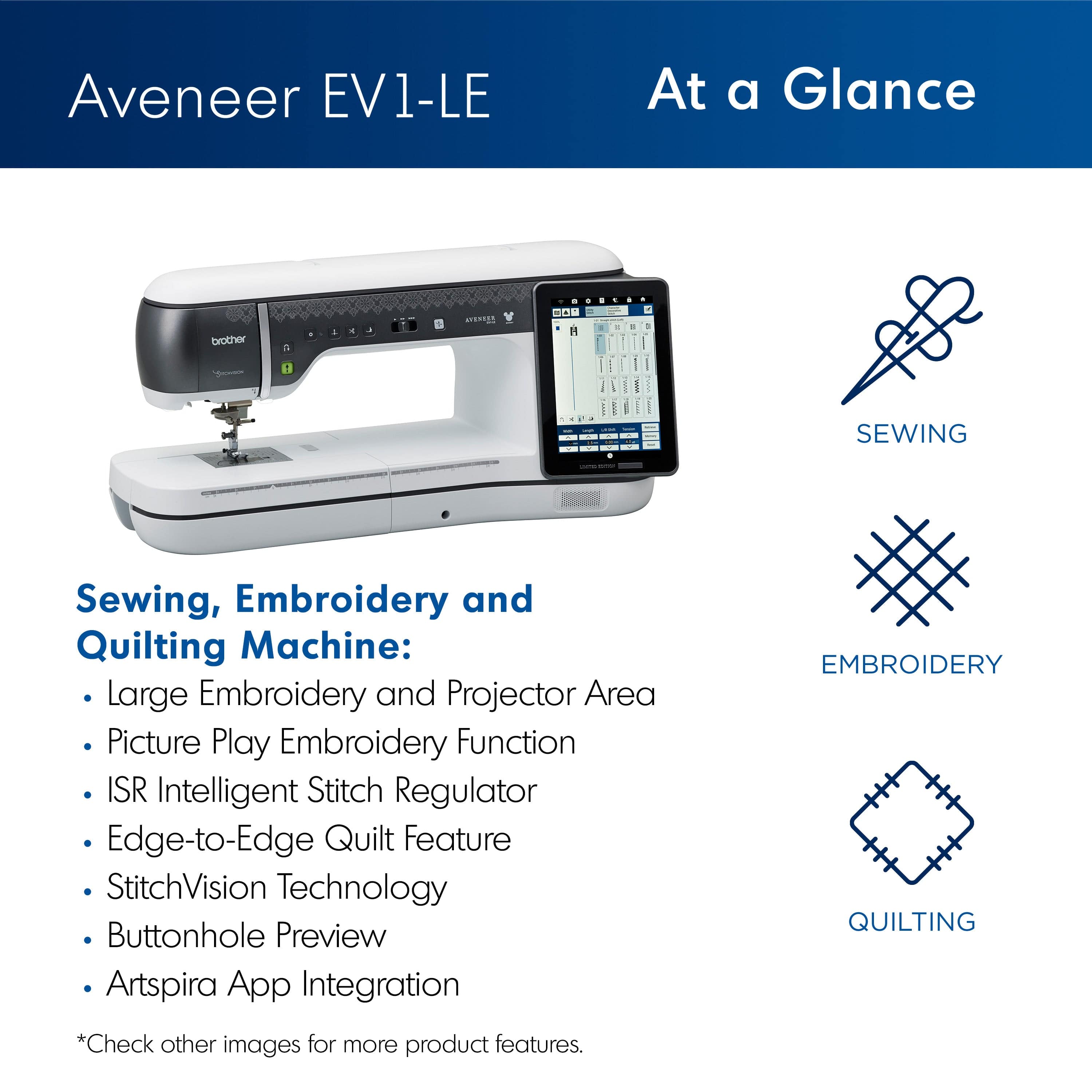 Brother Sewing Machines Brother Aveneer EV1 Limited Edition - Sewing, Embroidery, and Quilting Machine