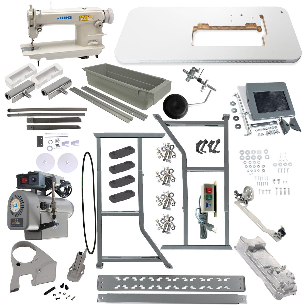 Juki Industrial Sewing Machines Juki DDL-5550N Single Needle Lockstitch Machine Made in Japan Machine Head with Stand & Motor Unassembled